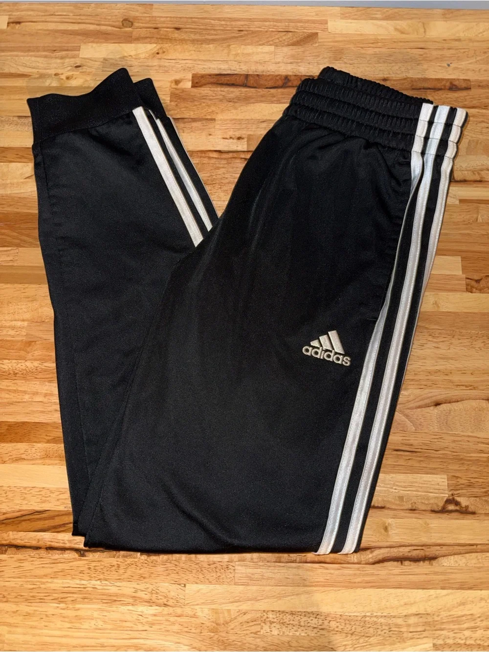 adidas Kids Black Athletic Track Pants with White Stripes size M 10/12